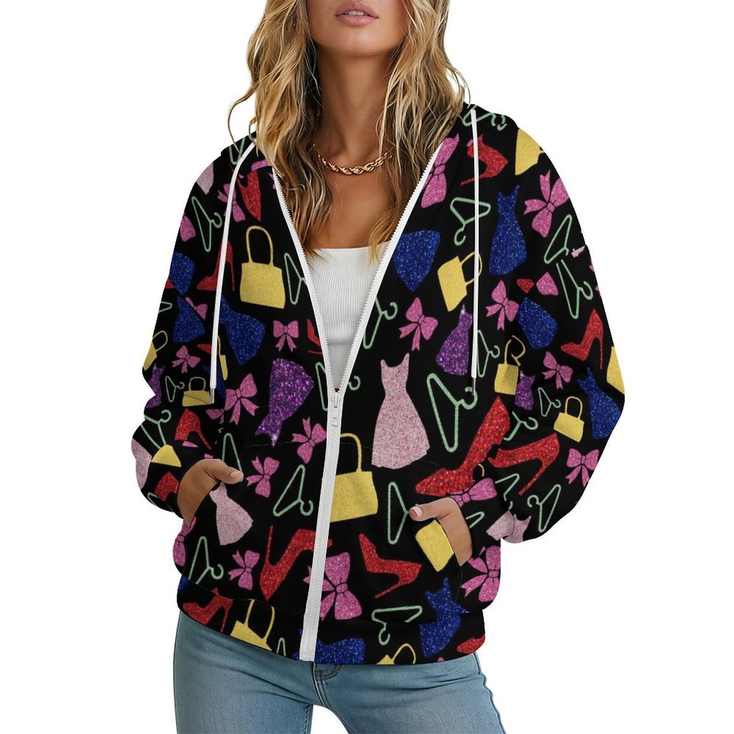 Custom Full-Zip Hoodie for Women with Personalized Print
