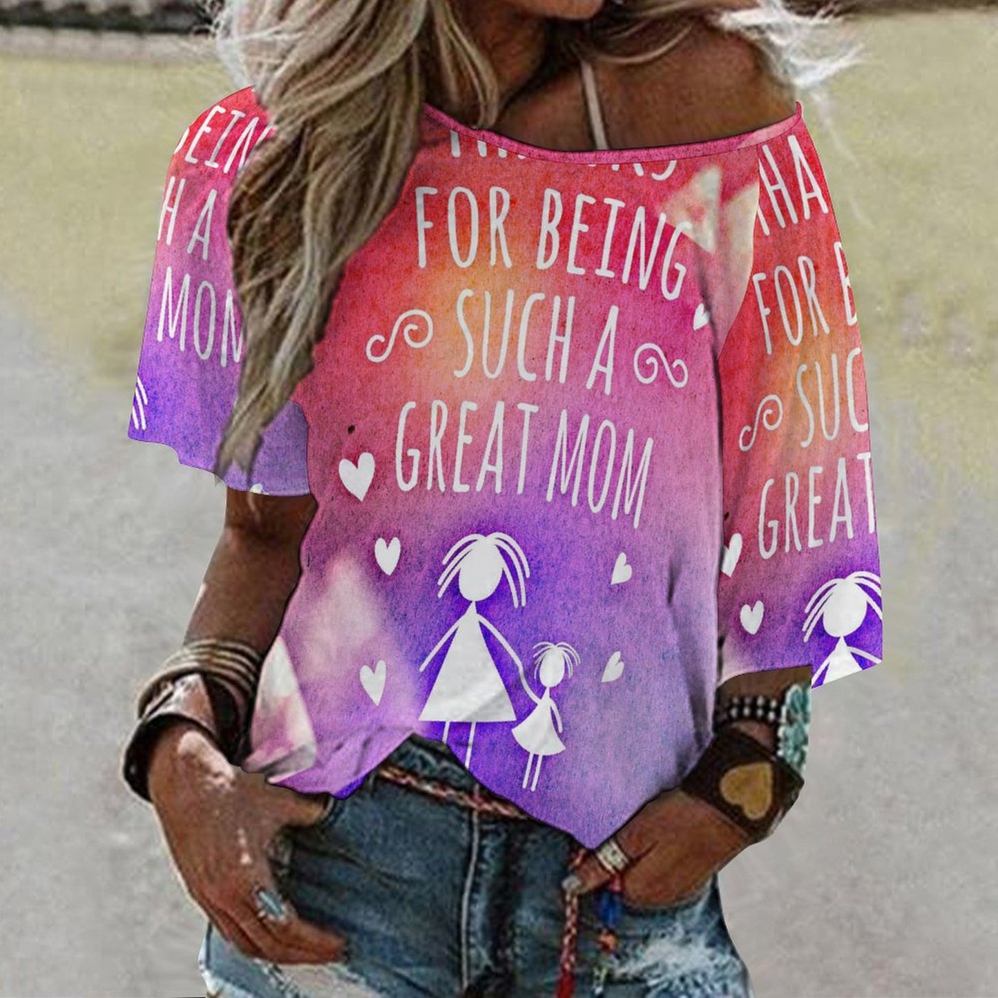 Custom Boat Neck T-Shirt | All-Over Print Women's Loose Top