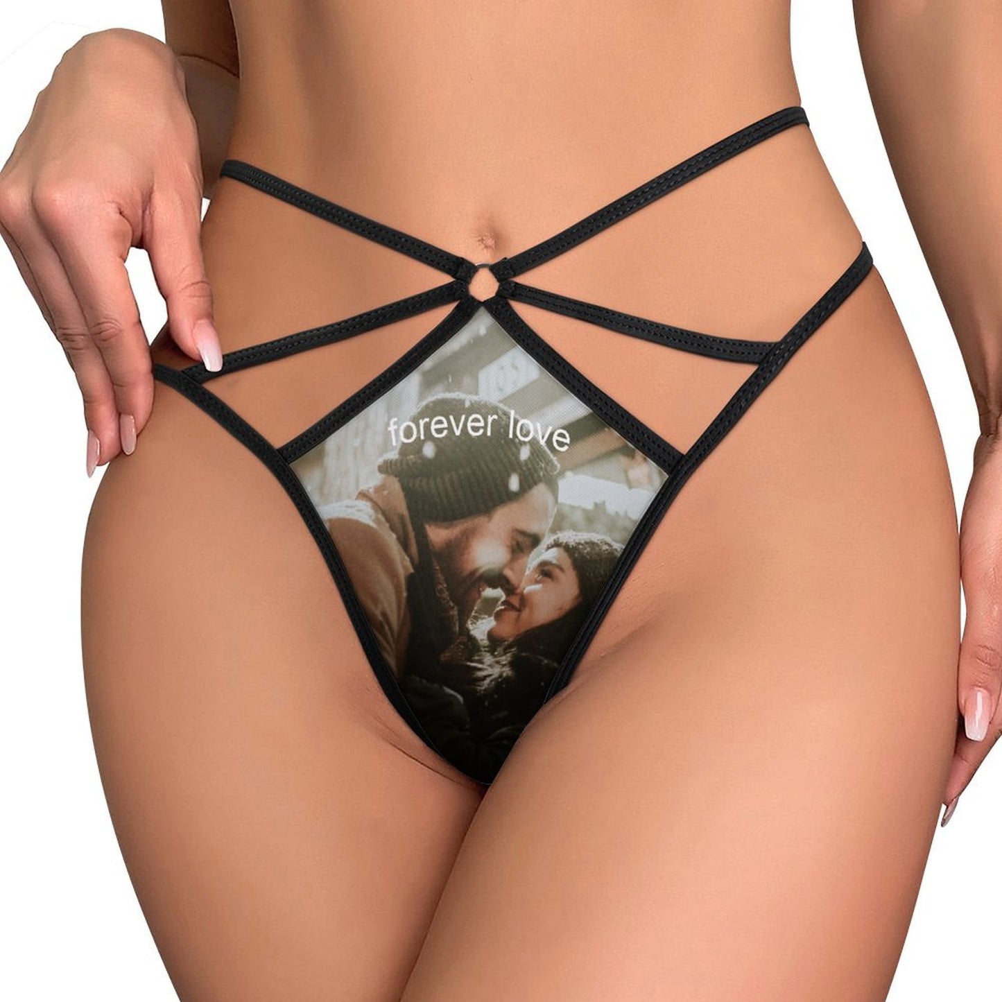 Custom All-Over Print Mesh Thong | Sheer Personalized Lingerie