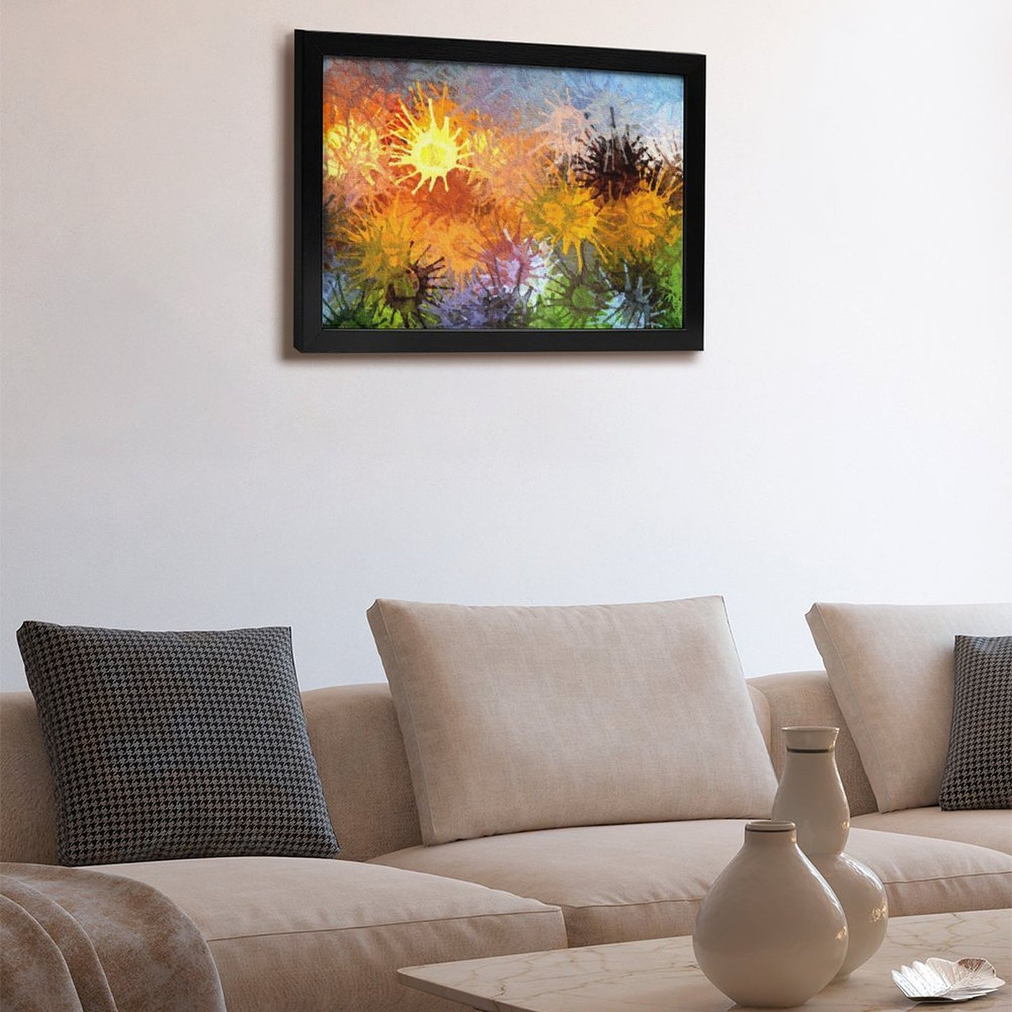 Custom Horizontal Framed Canvas | Black/Gold Frame Wall Art