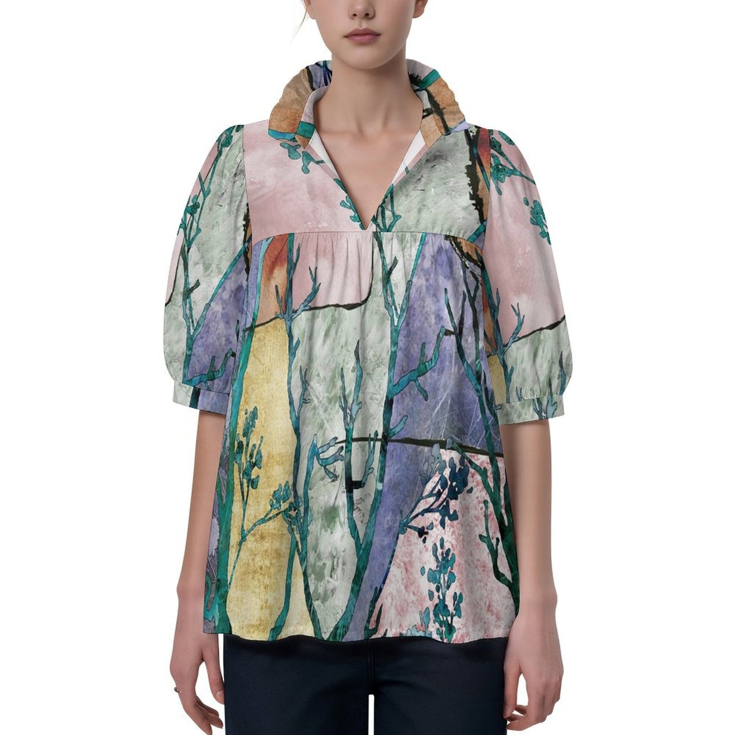 Custom V-Neck T-Shirt for Women | Personalized Stretch Fabric Top