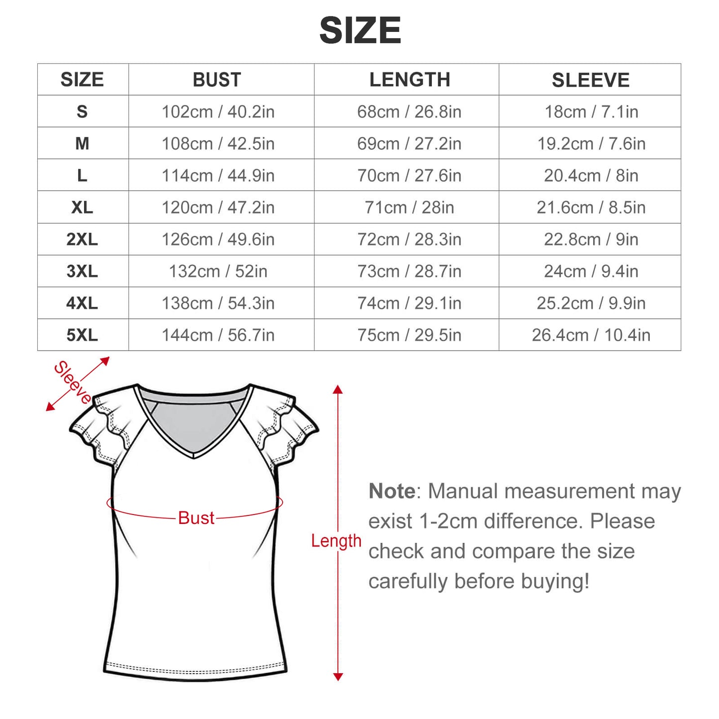 Custom Ruffle Sleeve V-Neck Tee | UPF 50+ Personalized Top