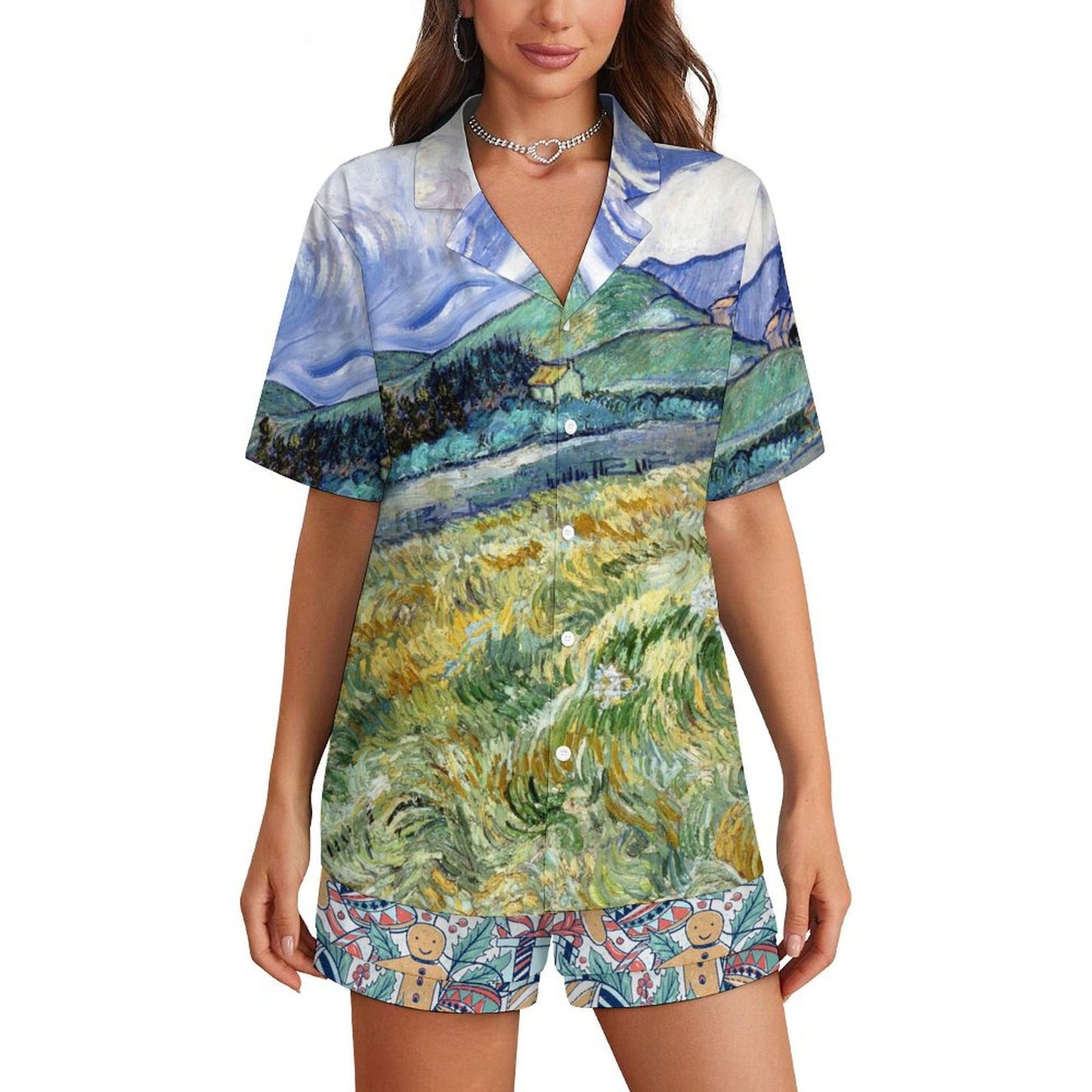 Custom Women's Short Pajama Set | Personalized Photo Milk Silk Sleepwear