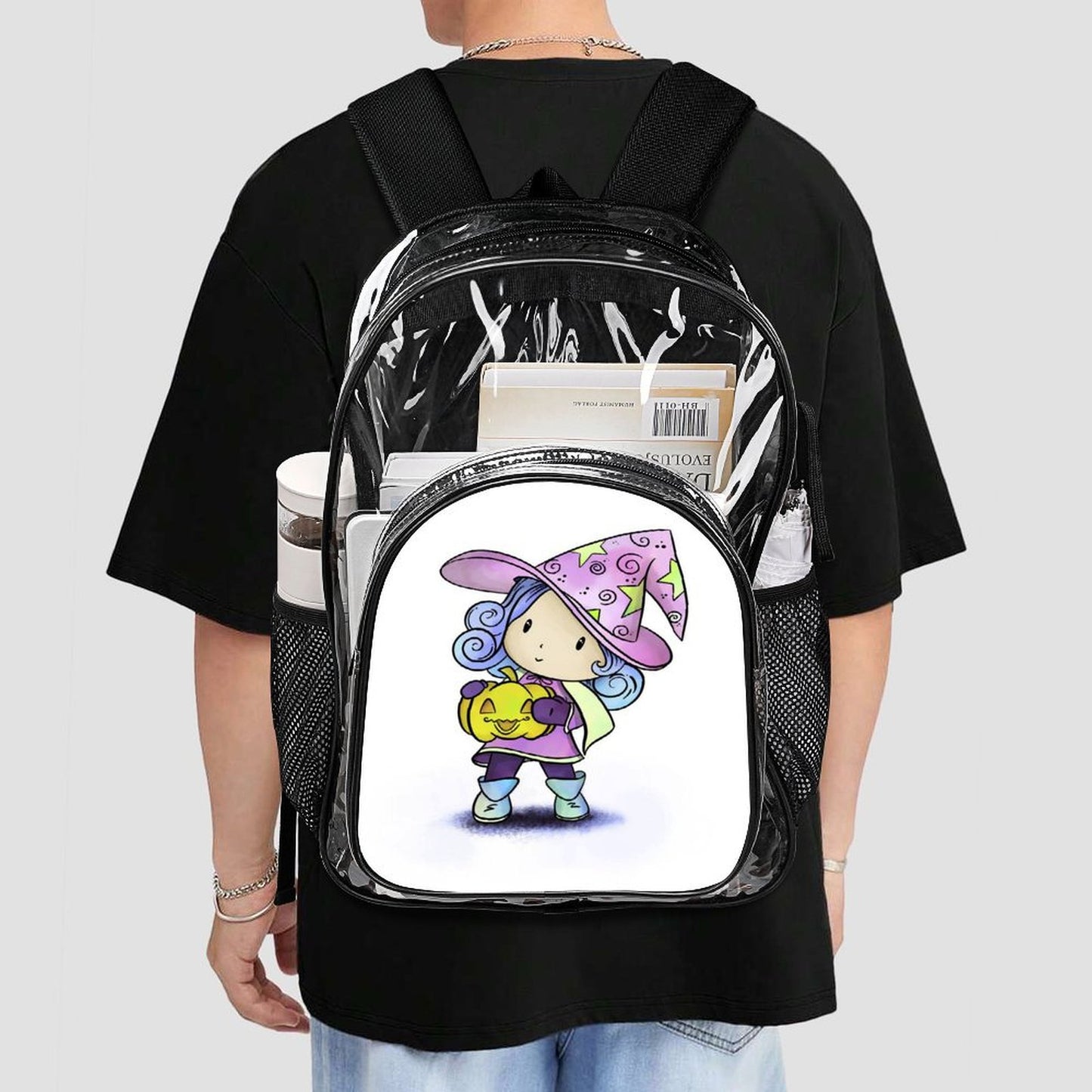 Custom Clear Backpack with UV Print | Personalized PVC See-Through Bag