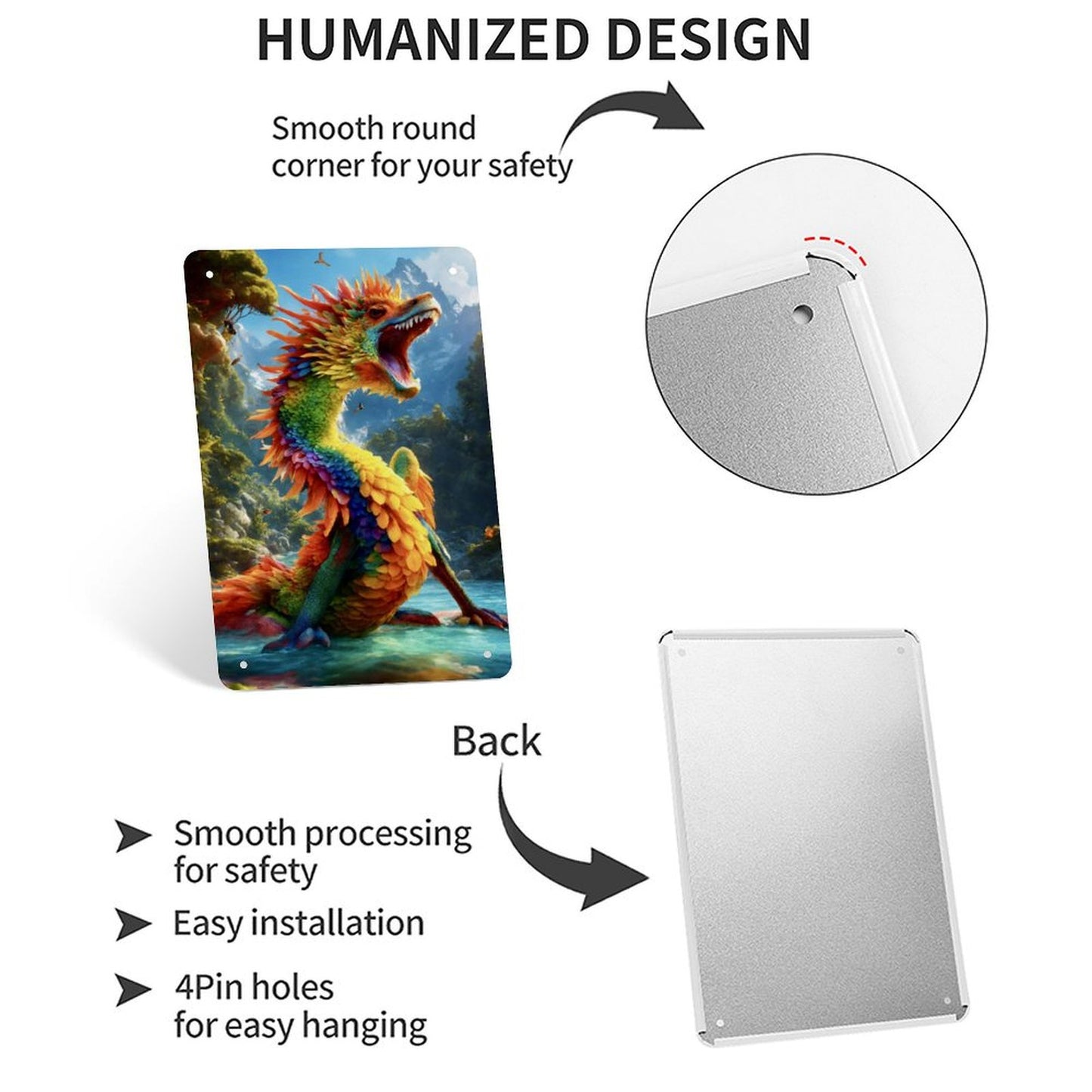 Custom Vertical Folded Edge Tin Sign: Durable UV-Printed Art for Any Space (30x20cm)