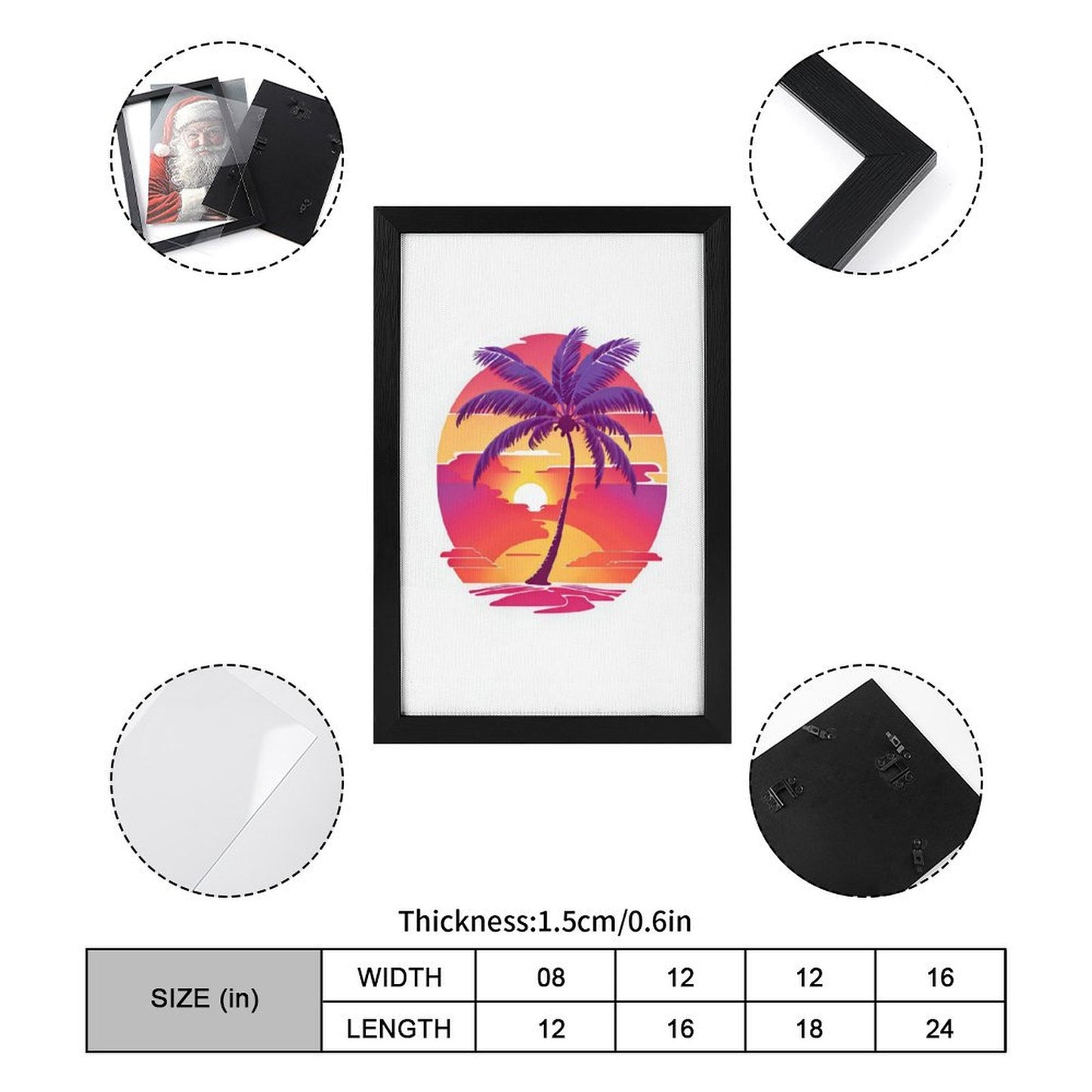 Custom Vertical Framed Canvas | Modern Black/Gold Wall Art