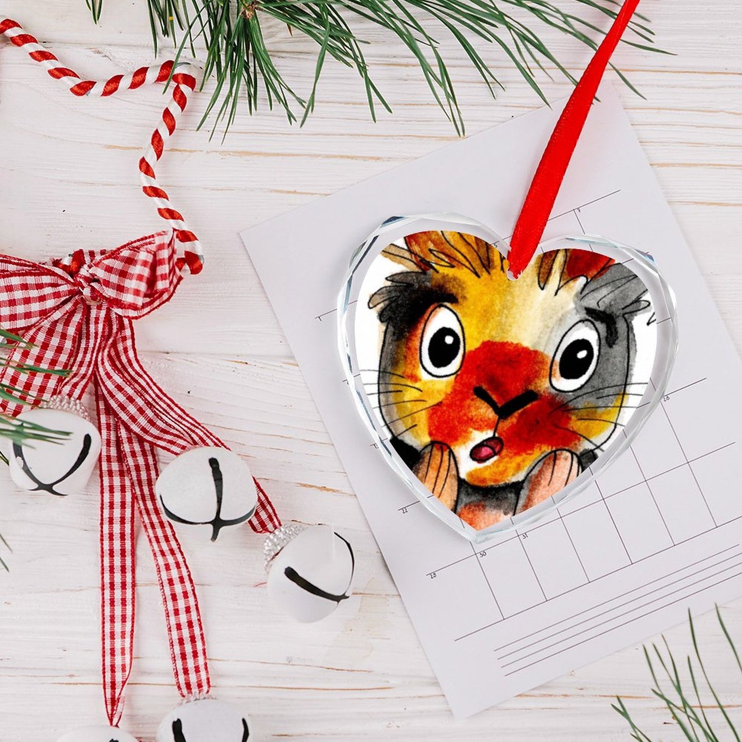 Custom Crystal Glass Heart Ornament | Personalized Photo Keepsake