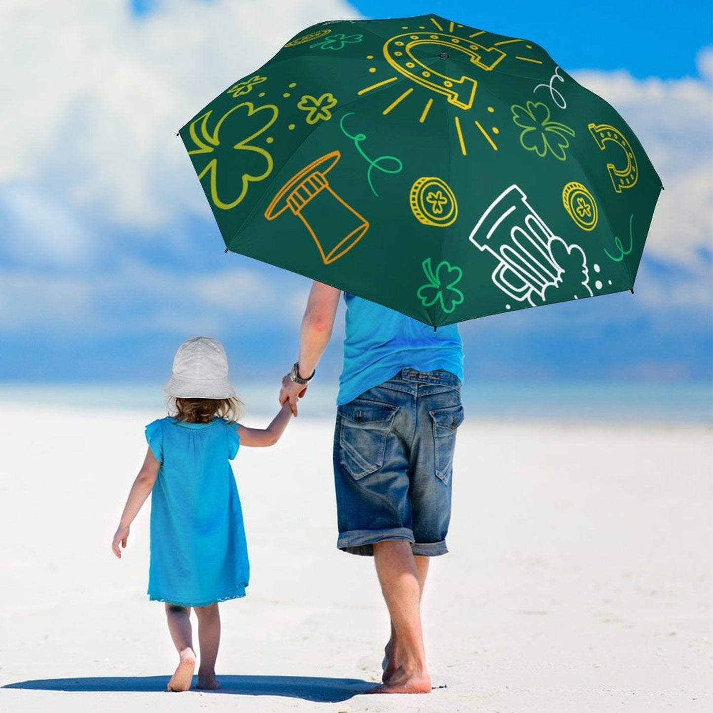 Personalized Auto-Open Golf Umbrella with UV-Blocking Lining and Custom Print
