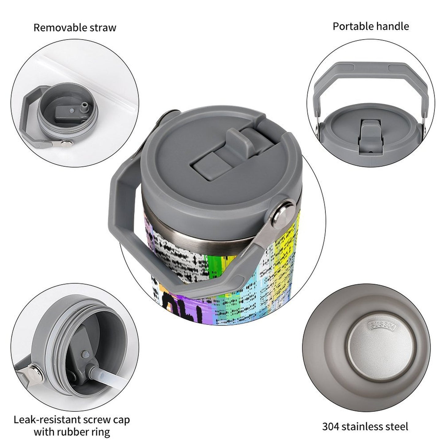 Custom 30oz Tumbler with Handle | Personalized Photo Travel Mug