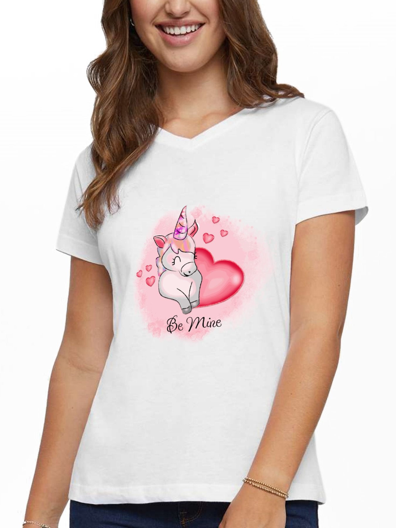 V-Neck Womens / Ladies Add Your Own Text Design Custom Personalized T-Shirt Tee
