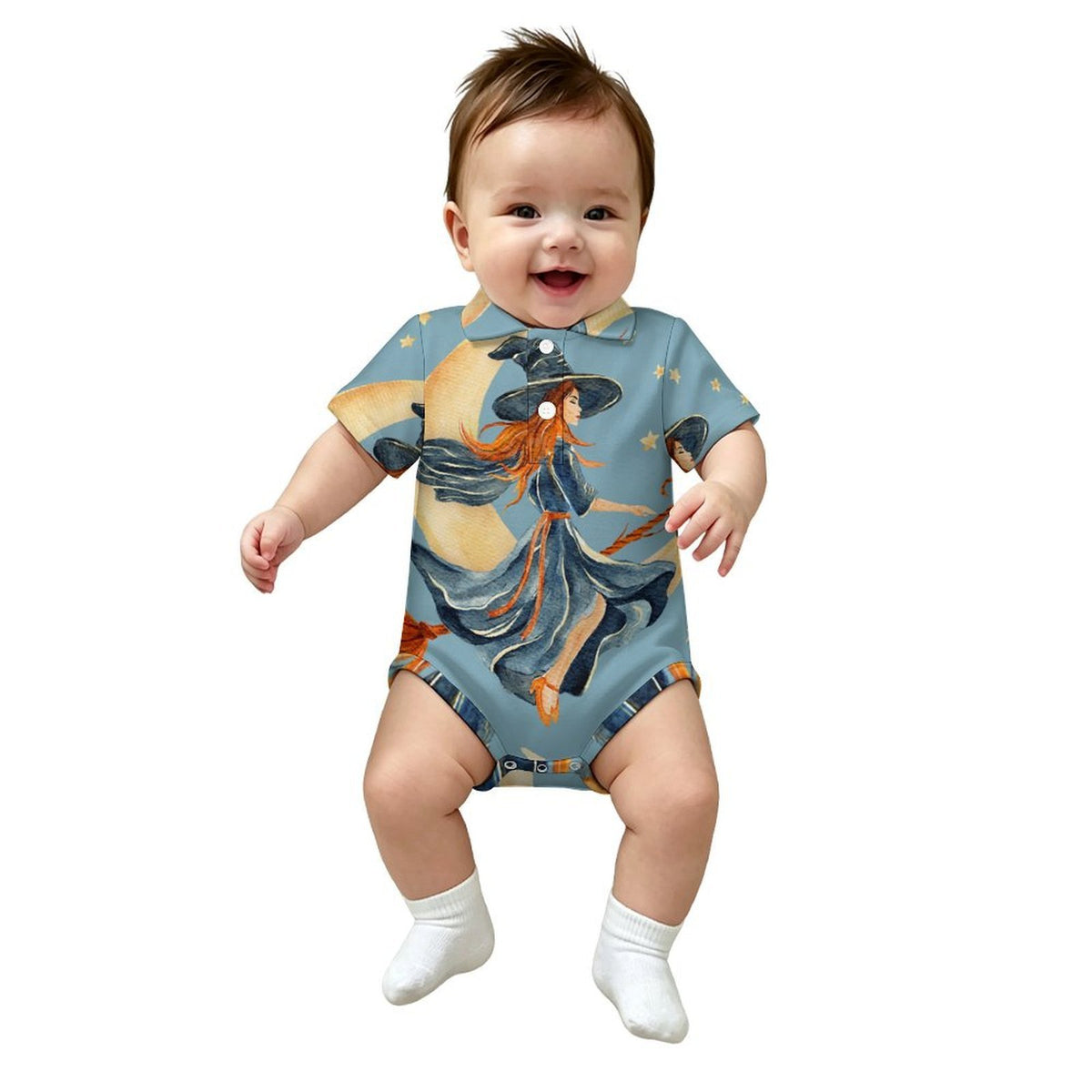 Custom Baby Polo Romper with Snap Closure