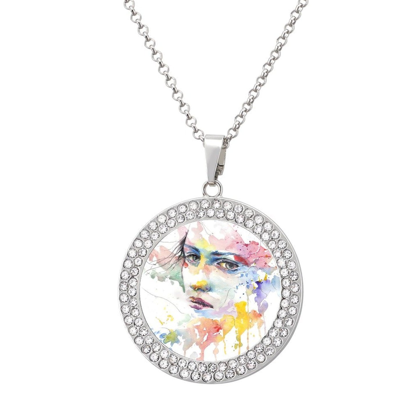Custom Rhinestone Photo Pendant Necklace