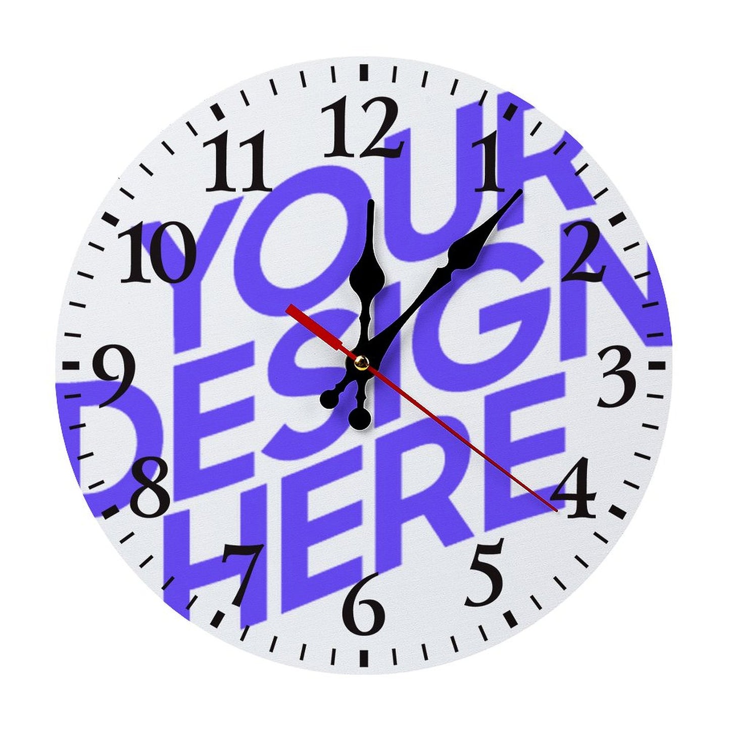 Personalized Wall Clock with Your Picture Text Logo Image Custom Clocks for Walls Customized Round Silent Clock for Office Home Kitchen Bedroom Living Room, 25*25 cm