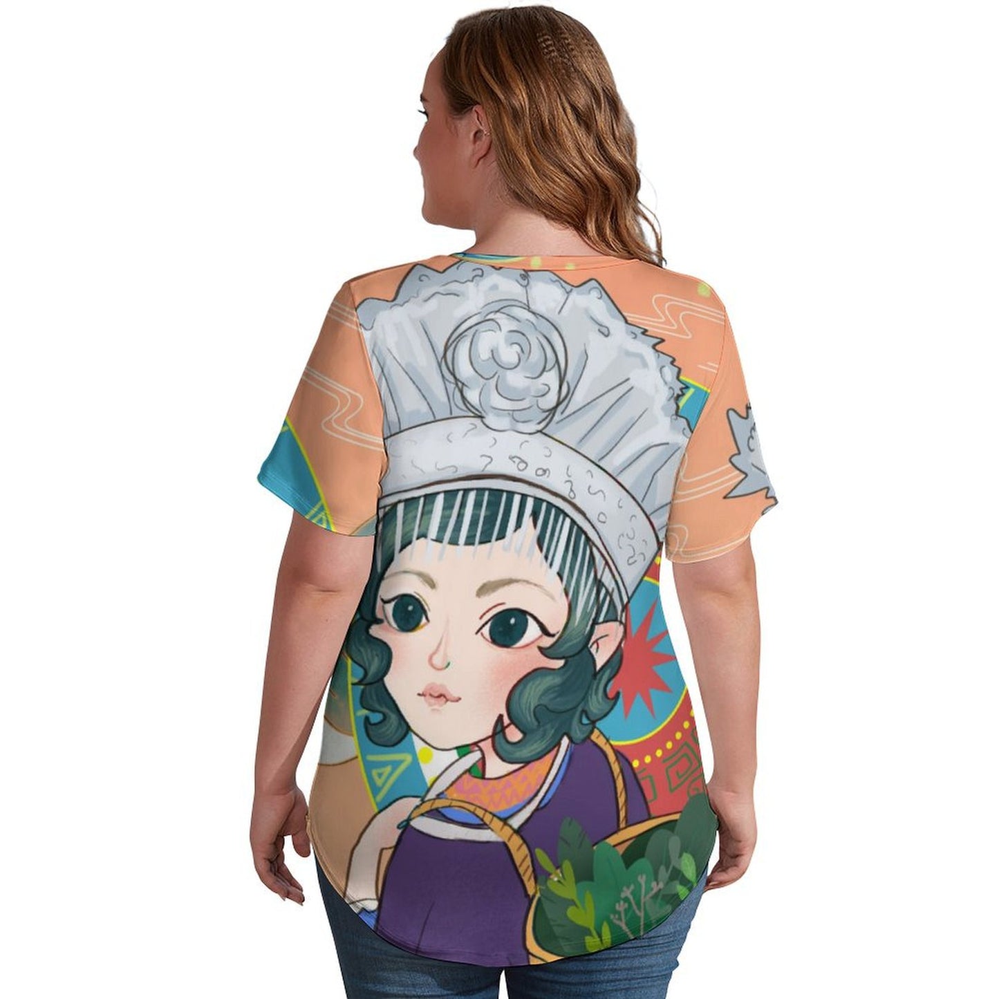 Custom V-Neck T-Shirt with Photo | Personalized Ice Silk Tee for Women