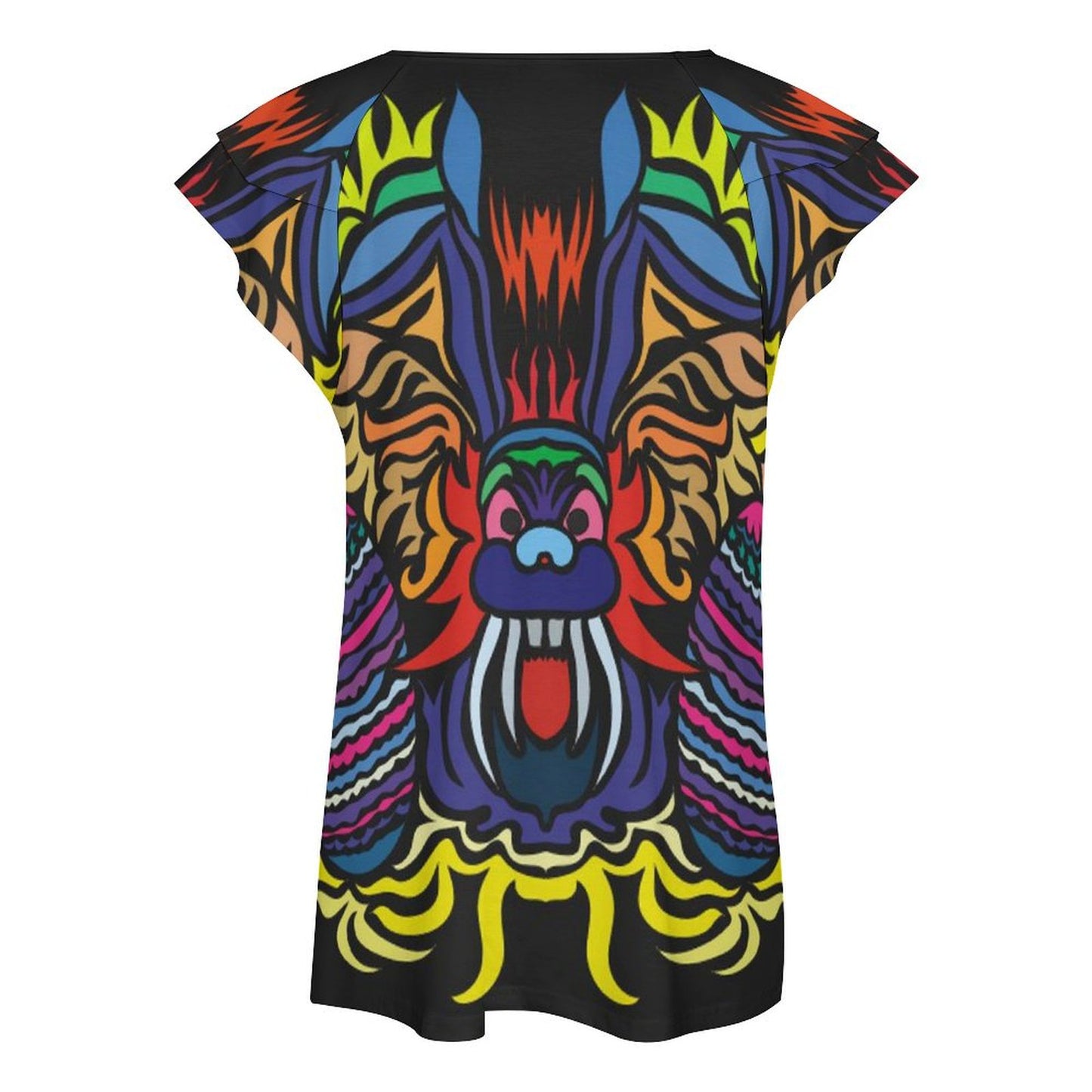 Custom Ruffle V-Neck T-Shirt (BUT) | All-Over Print Women's Top
