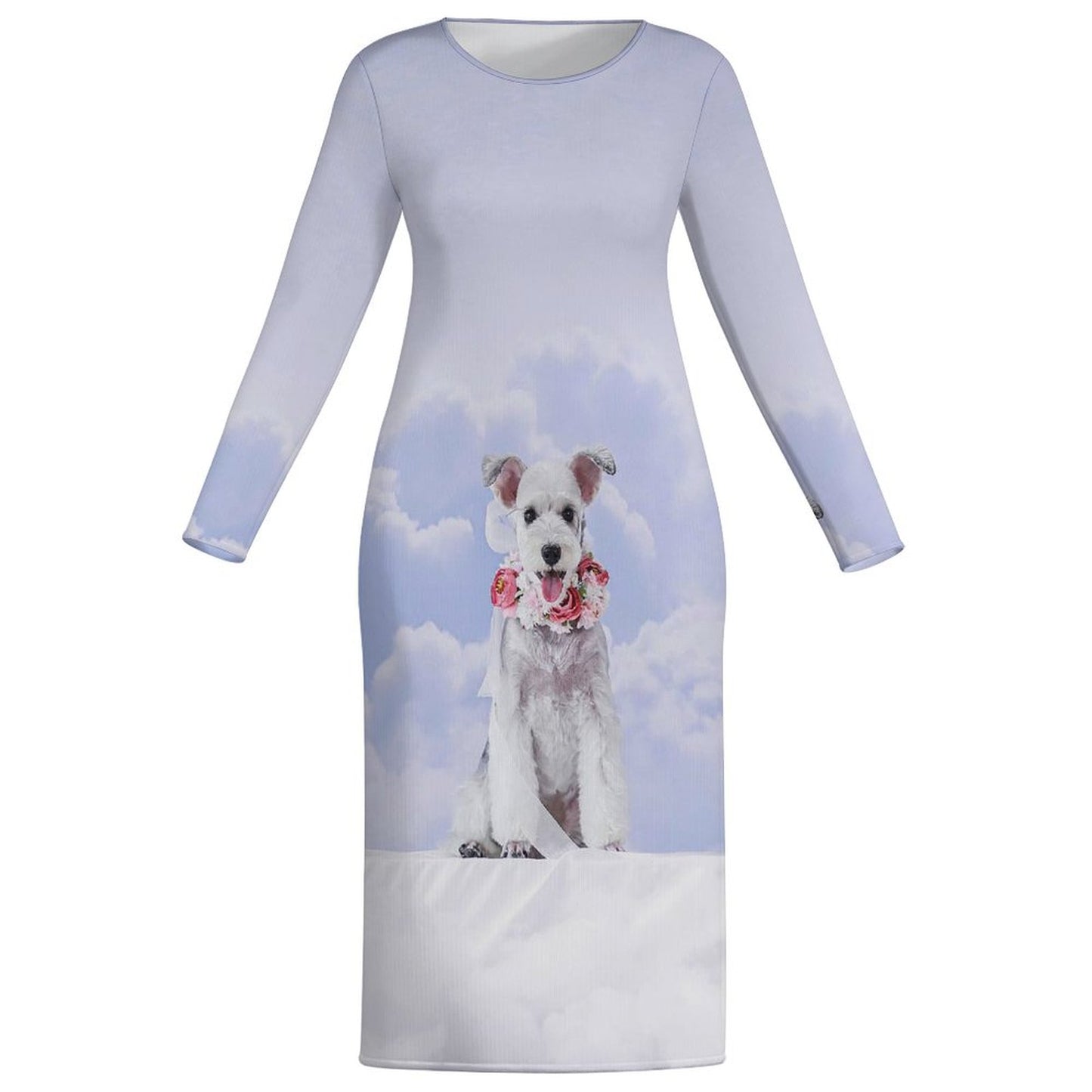 Custom Photo Long Sleeve Dress | Personalized Milk Silk Gift for Her