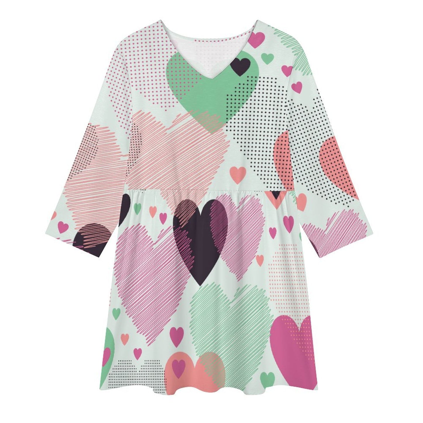 Custom V-Neck Slub Fabric Dress | Personalized Tunic with Photo