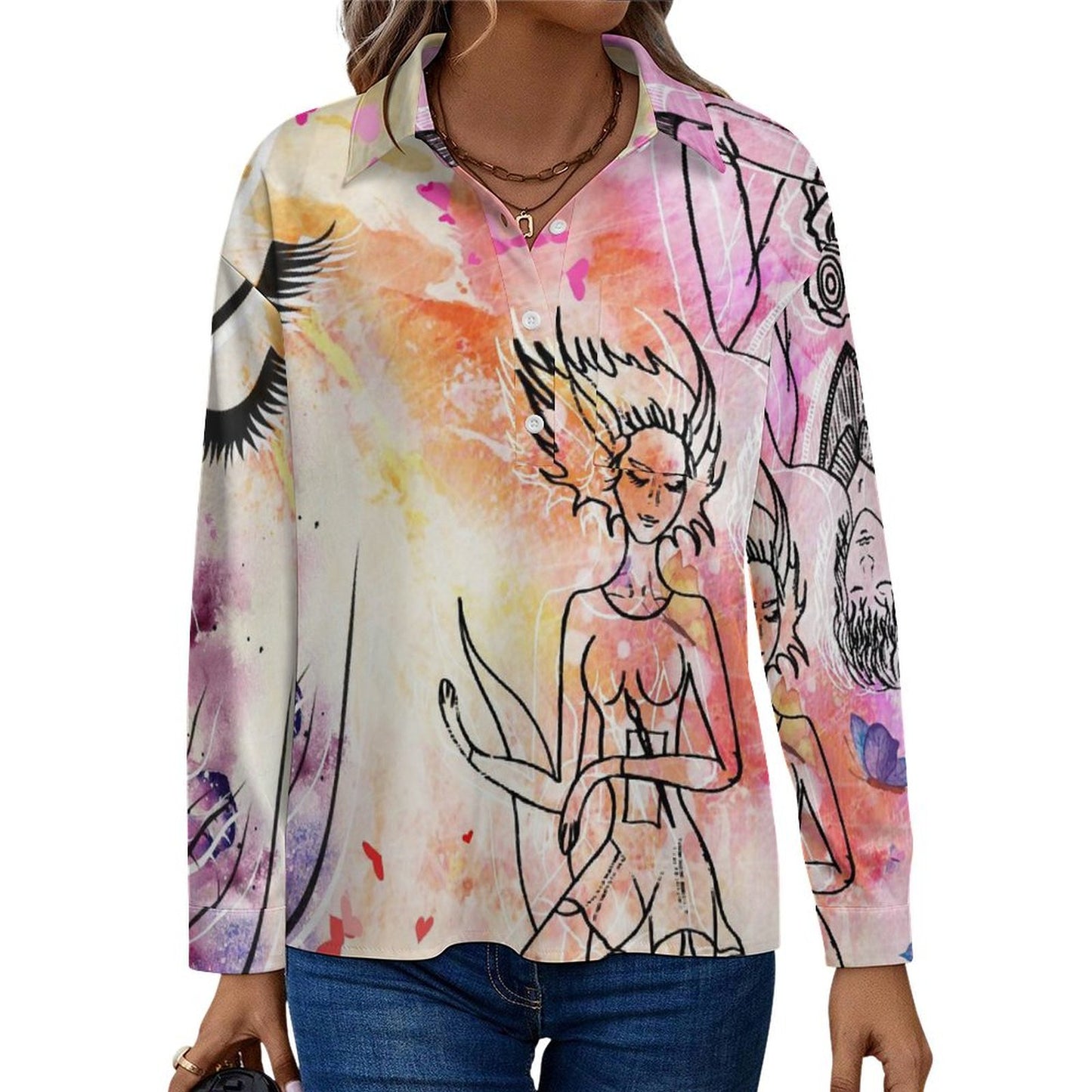 Custom Drop Shoulder Blouse for Women | Personalized Sateen Shirt