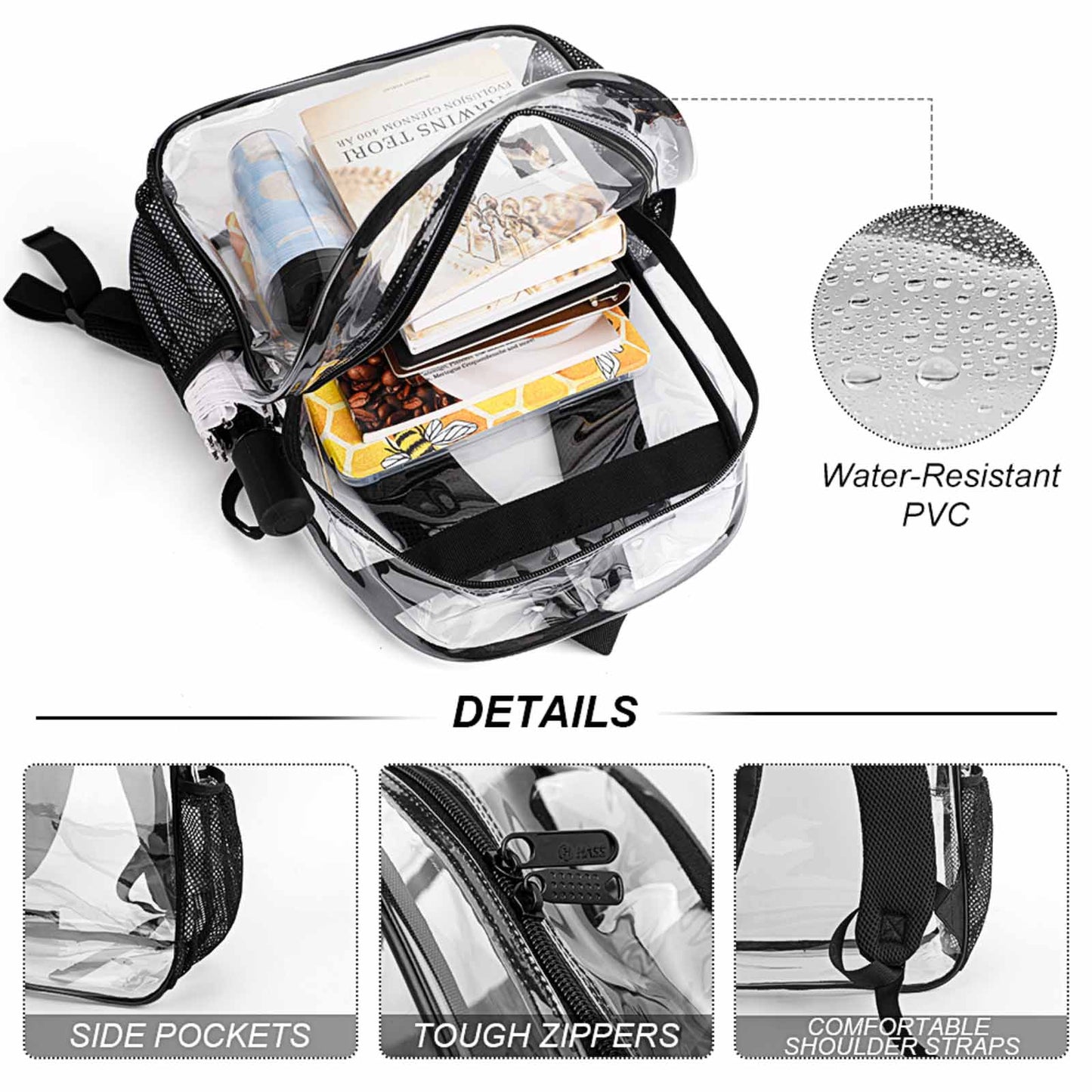 Personalized Heavy-Duty 17-Inch Clear Backpack with Custom UV Print