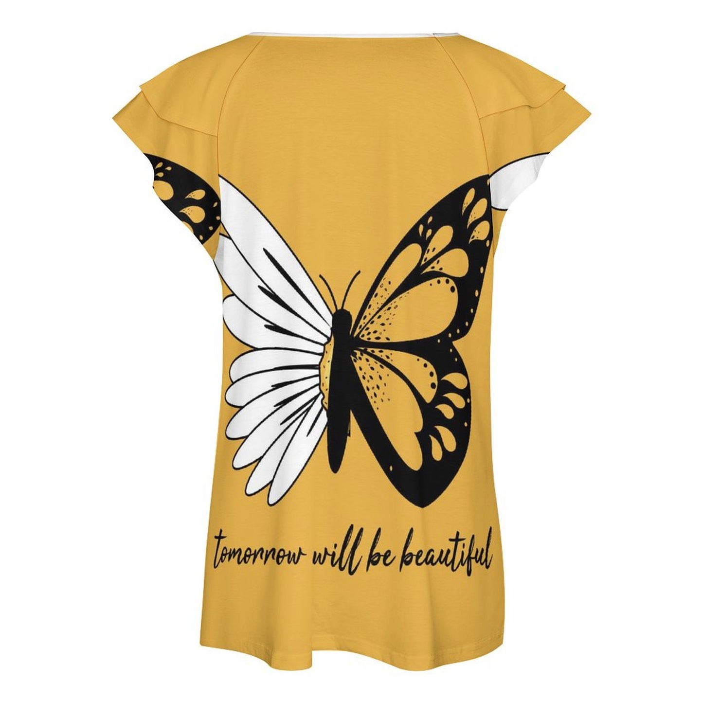 Custom Ruffle Sleeve V-Neck Tee | UPF 50+ Personalized Top