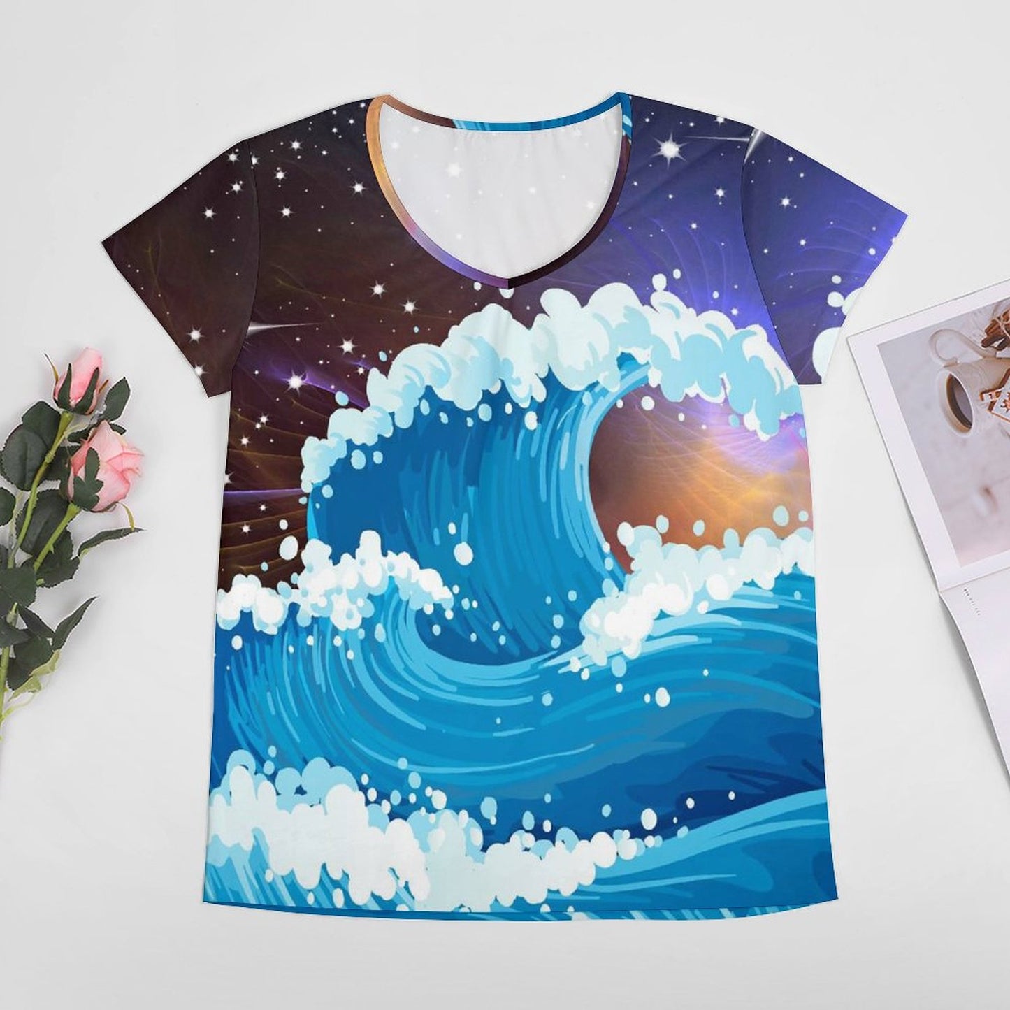 Custom Women's V-Neck T-Shirt (VT) | All-Over Print Polyester Tee