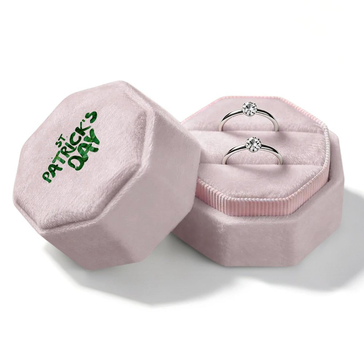 Personalized Octagonal Velvet Ring Box with Custom Foil Stamping