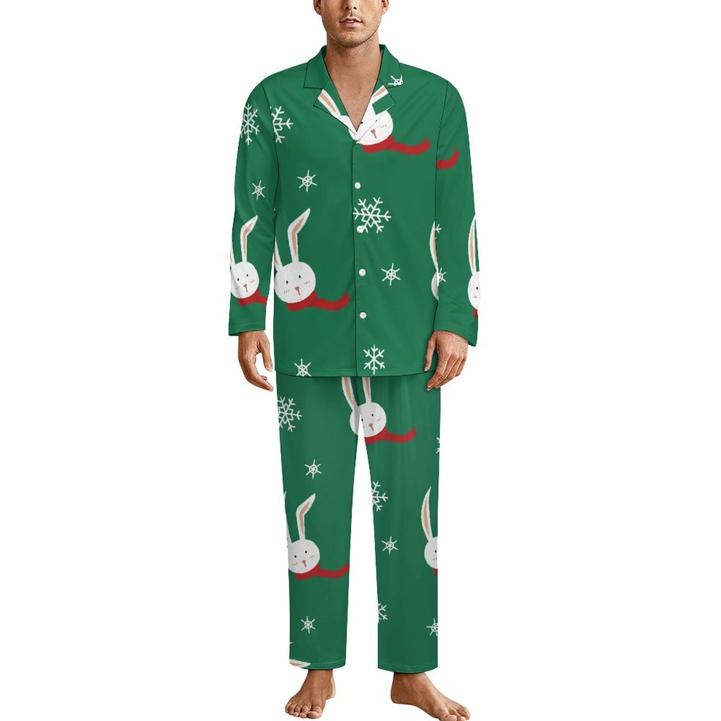 Custom Men's Silk Pajama Set | Personalized V-Neck Loungewear