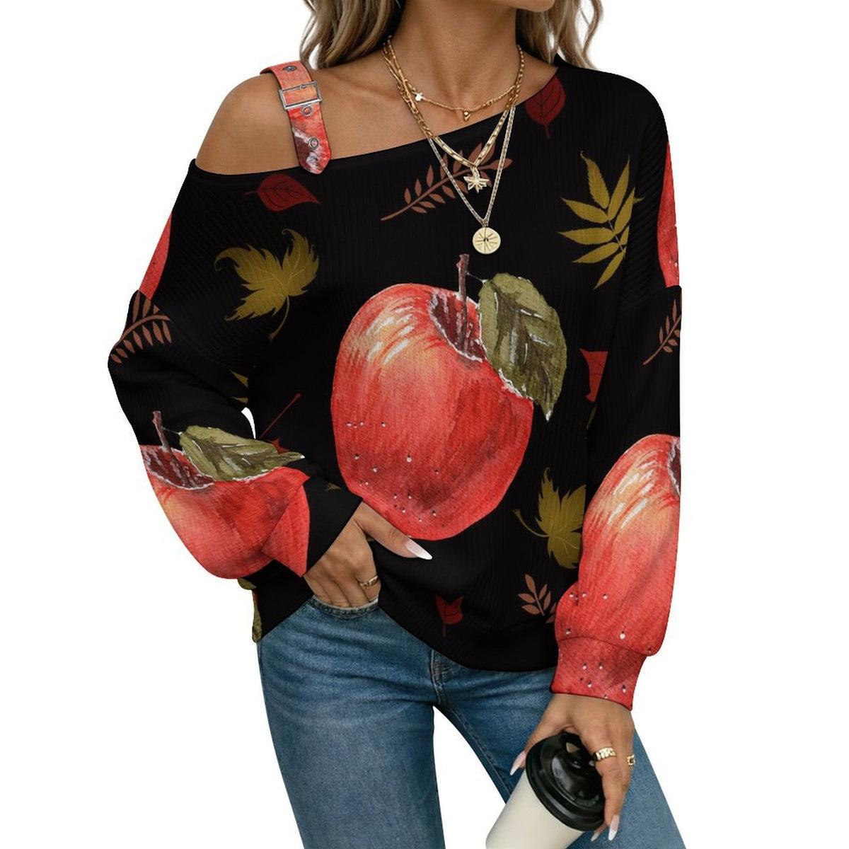 Custom Women's Off-Shoulder Sweater with Soft Knit Fabric