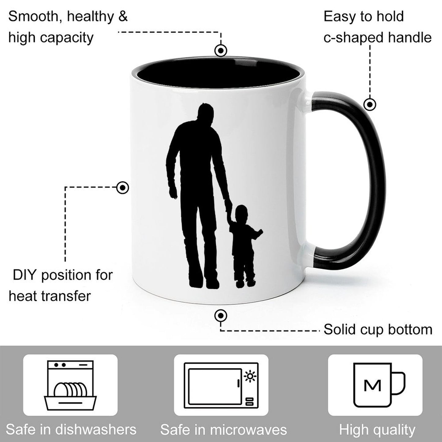 Custom Mug with Color Inside | Personalized 11oz Ceramic Mug