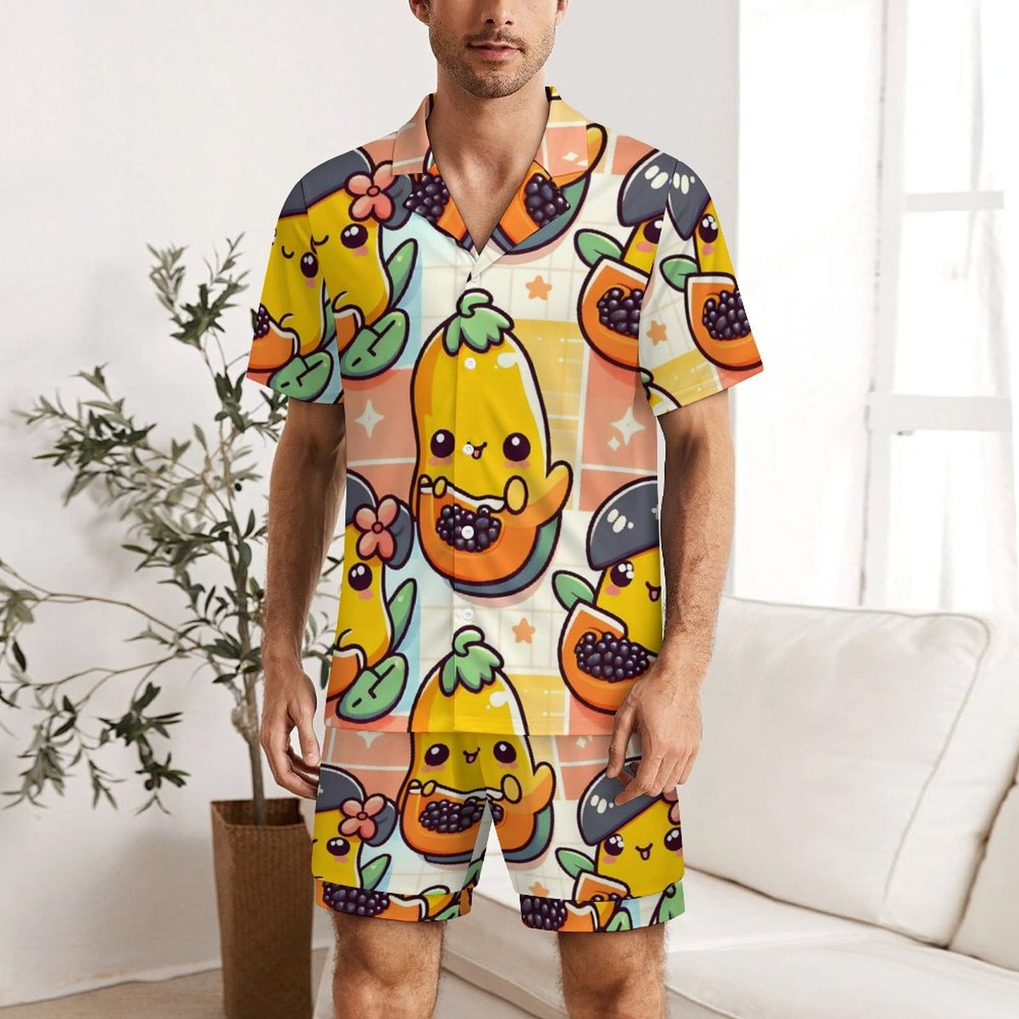 Custom Men's Pajama Set | Personalized Ice Silk Sleepwear with Photo