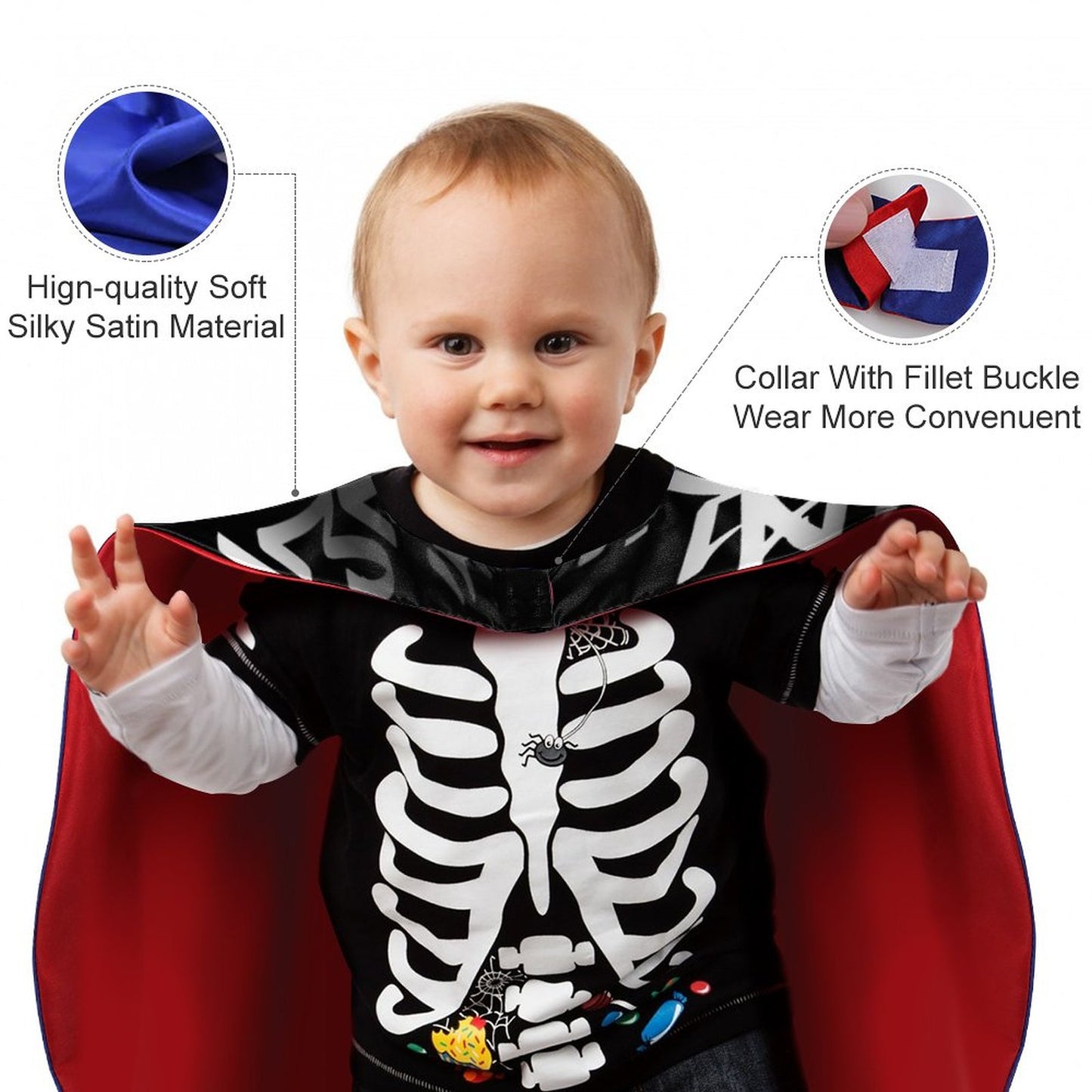 Custom Halloween Satin Cape | Kids & Adult Superhero Cloak (70cm)
