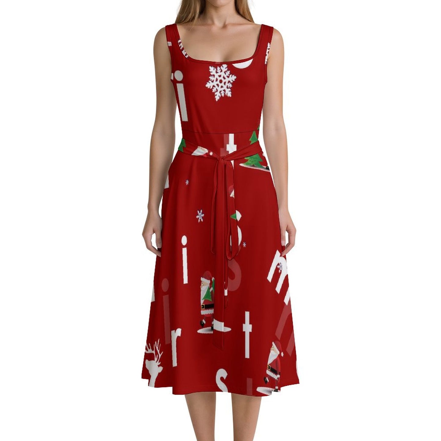 Custom Sleeveless Dress with Photo | Personalized Milk Silk Tie-Strap Dress