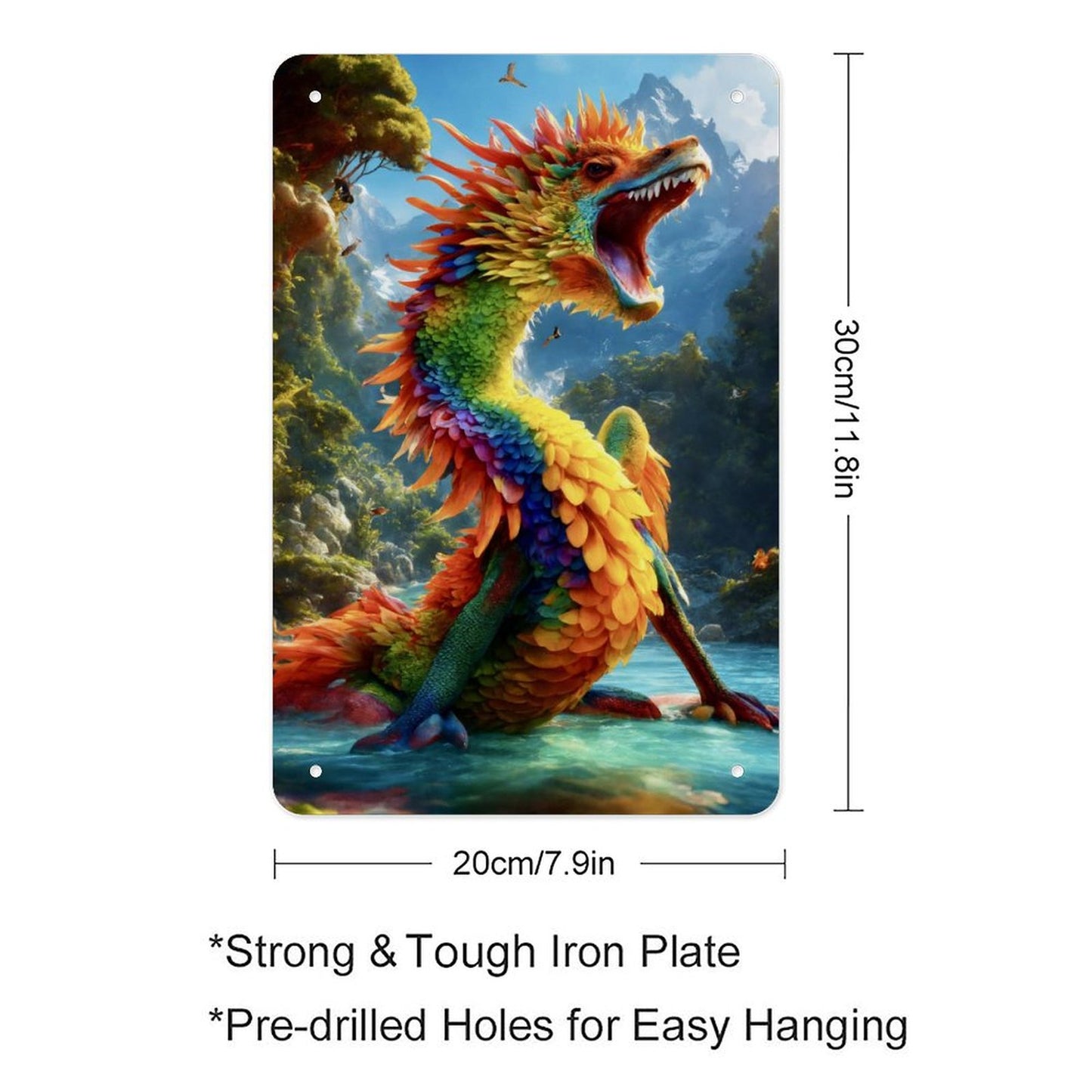 Custom Vertical Folded Edge Tin Sign: Durable UV-Printed Art for Any Space (30x20cm)