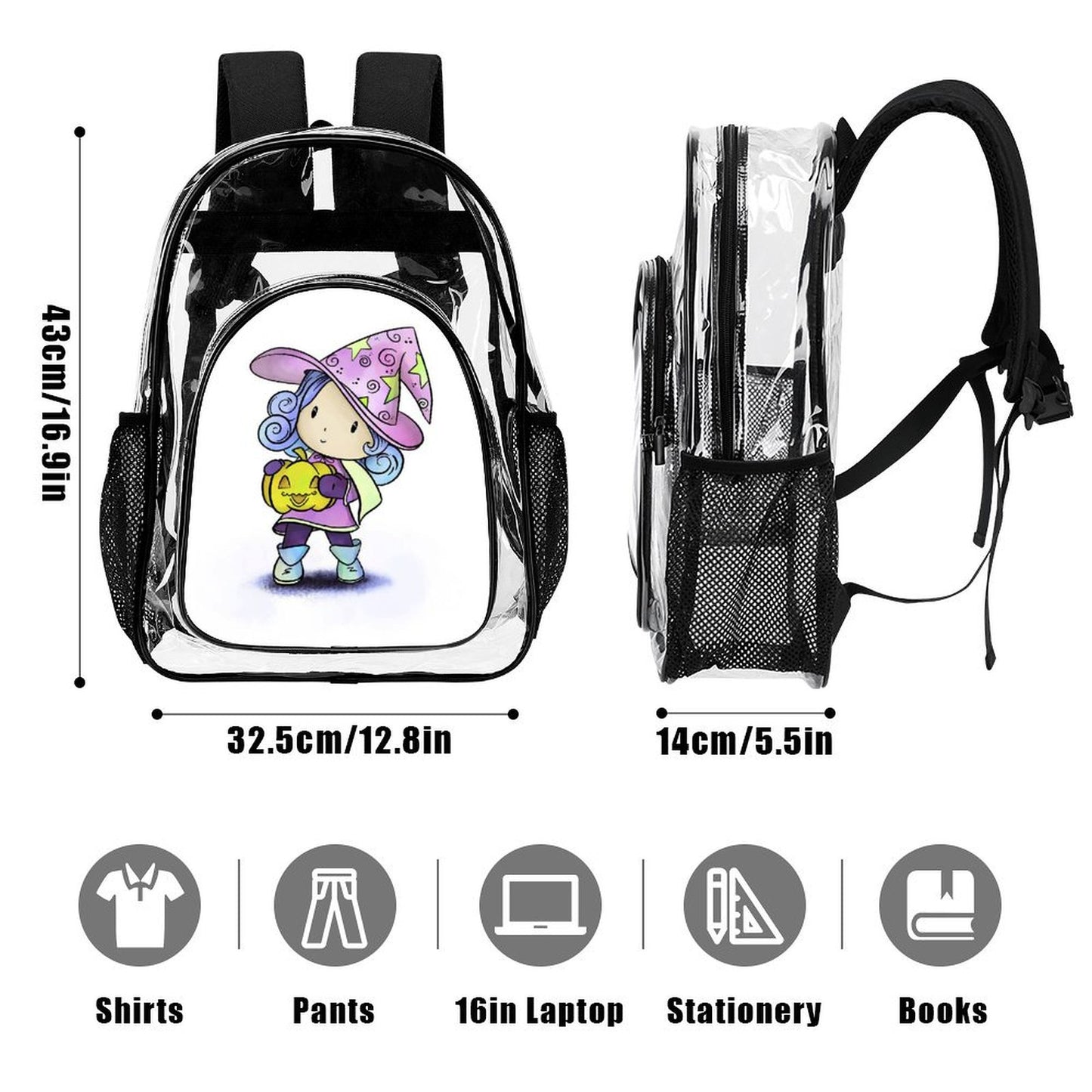 Custom Clear Backpack with UV Print | Personalized PVC See-Through Bag