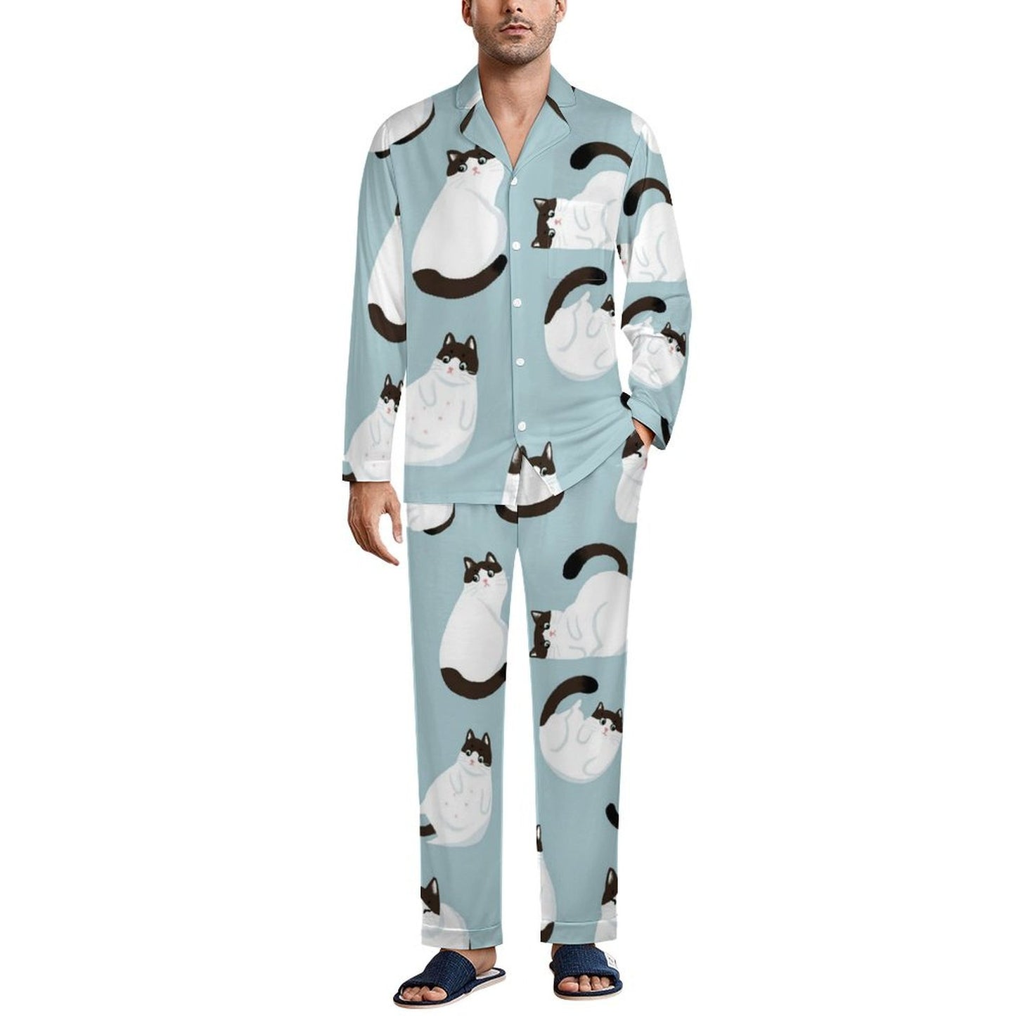 Custom Cuban Collar Pajama Set for Men | Personalized Gift