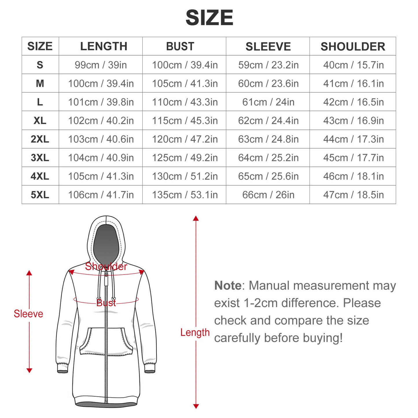 Custom Longline Hoodie | Design Your Own Full-Zip Tunic Jacket