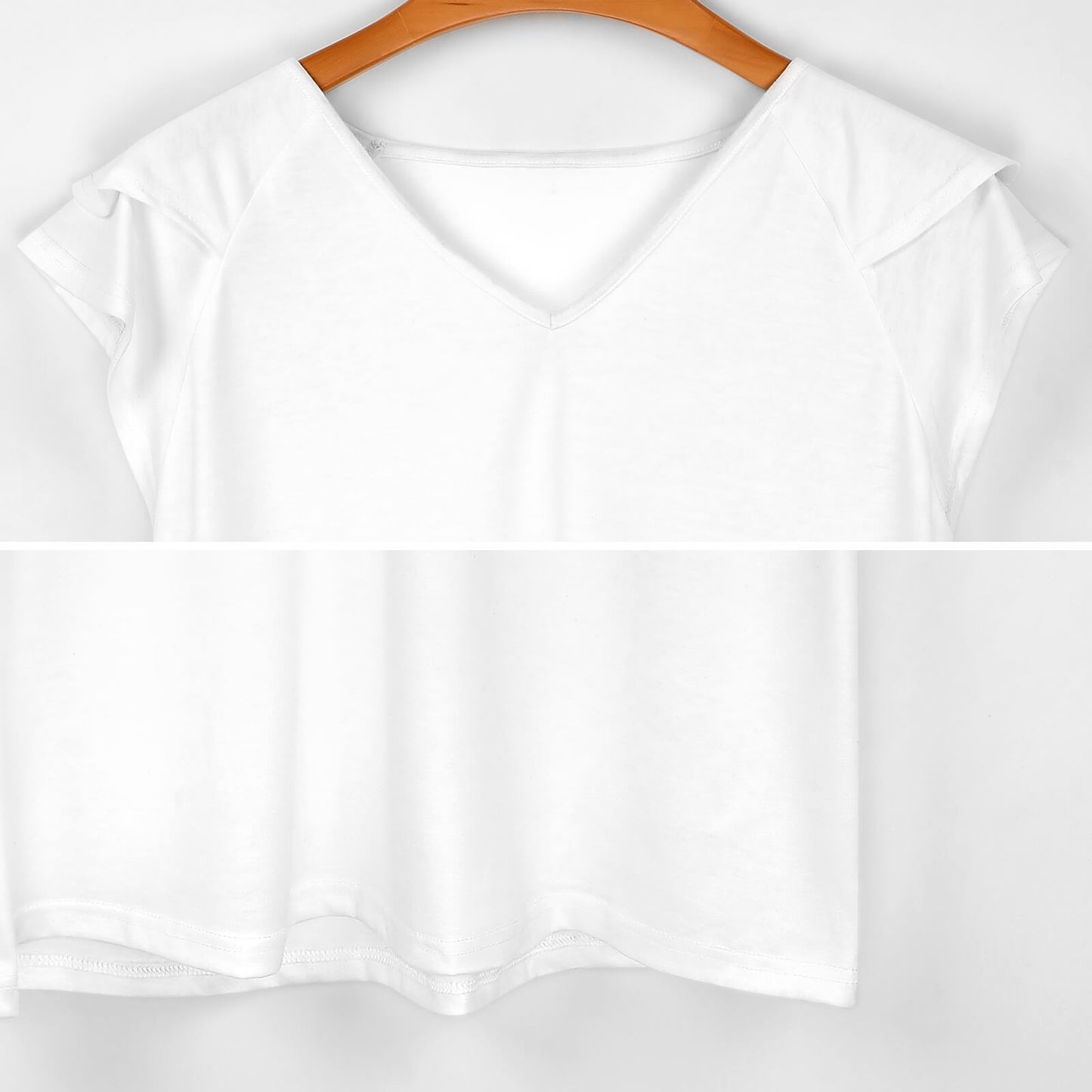 Custom Ruffle Sleeve V-Neck Tee | UPF 50+ Personalized Top
