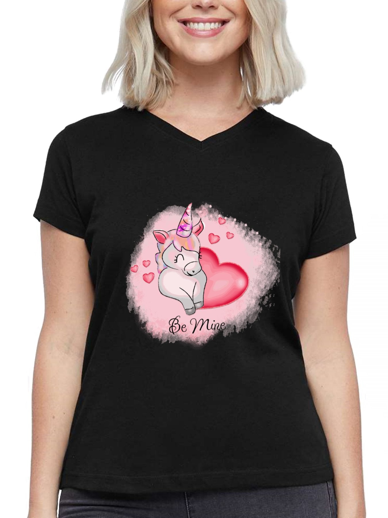 V-Neck Womens / Ladies Add Your Own Text Design Custom Personalized T-Shirt Tee