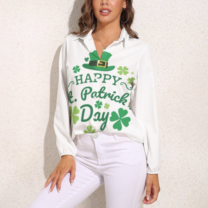 Custom Vintage V-Neck Blouse | Women's Wrinkle-Free Long Sleeve Top