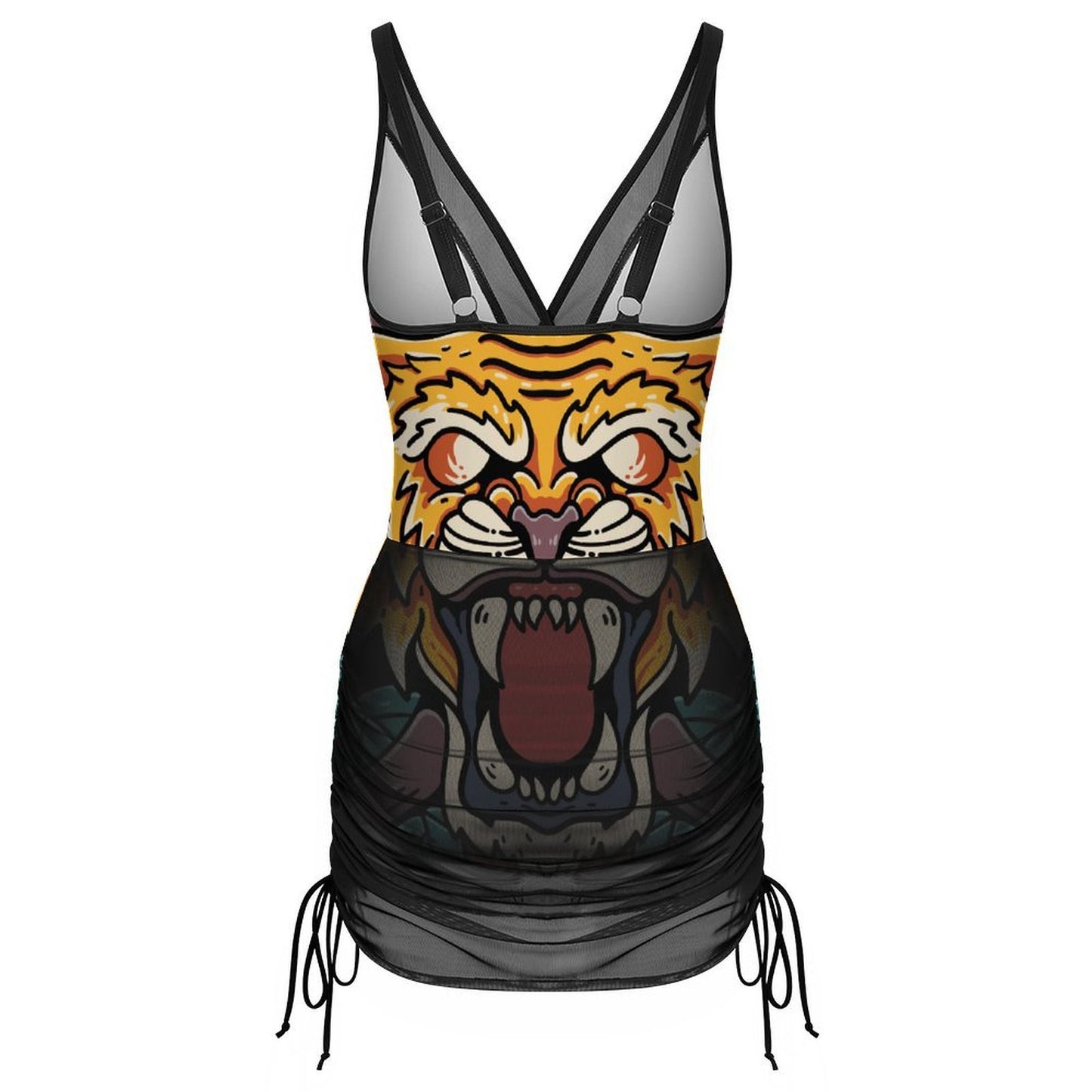 Women's One Piece Tummy Control Swimsuit with Mesh V-Neck and Custom Print