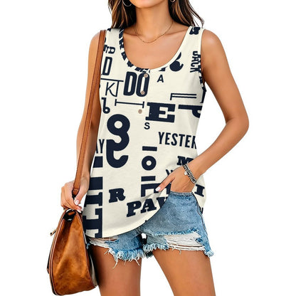 Custom Print Square Neck Button Tank Top for Women — S to 3XL
