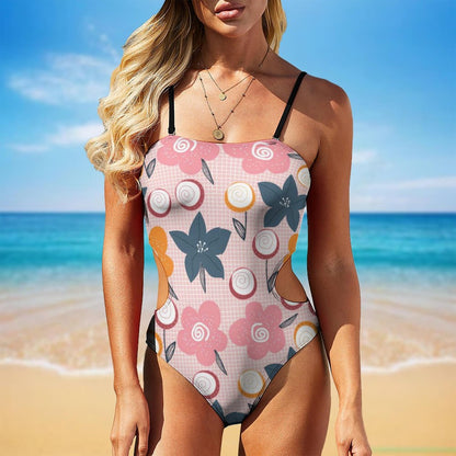 Custom Side Cutout One-Piece Swimsuit | Personalized Tie-Front Monokini