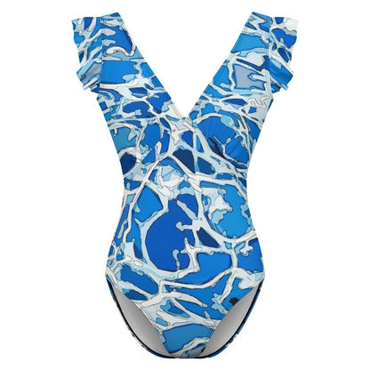 Custom Ruffle Sleeve One-Piece Swimsuit with Removable Padding