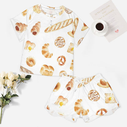 Custom Women's Two-Piece Short Sleeve Loungewear Set | Soft Pajama Short Set