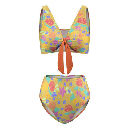 Custom Tie-Front High-Waisted Bikini: Retro Tummy Control Set