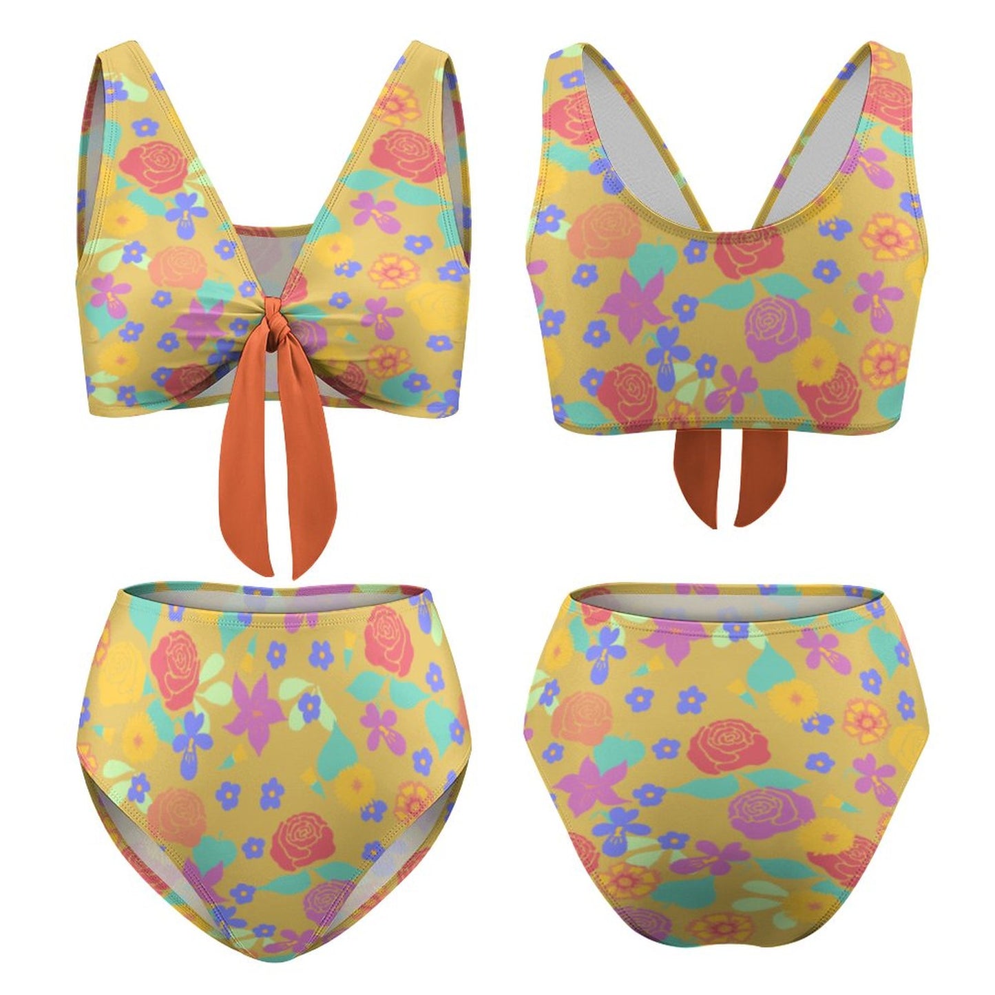 Custom Tie-Front High-Waisted Bikini: Retro Tummy Control Set