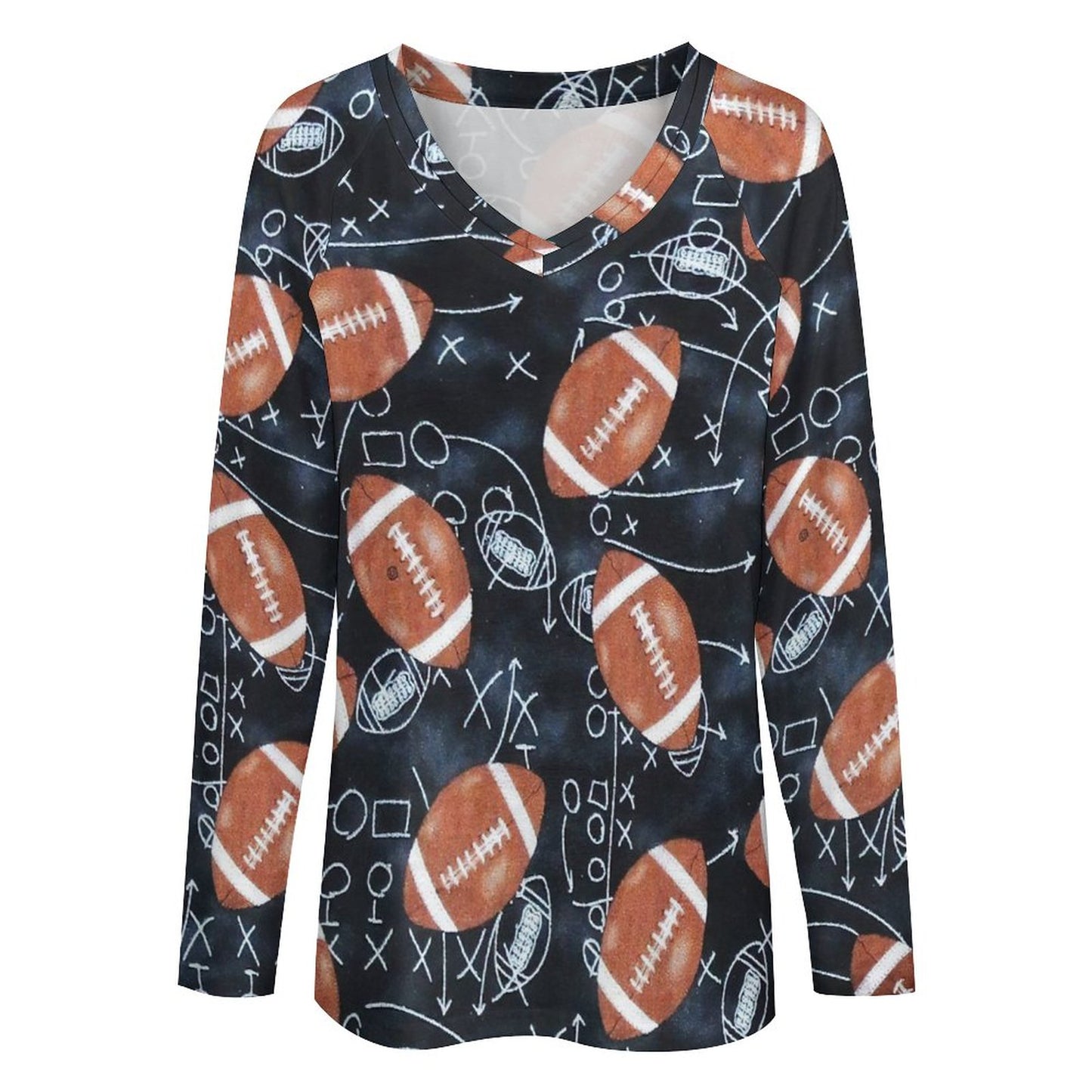 Women's Oversized V-Neck Long Sleeve Top | Custom Travel Essential (S-5XL)