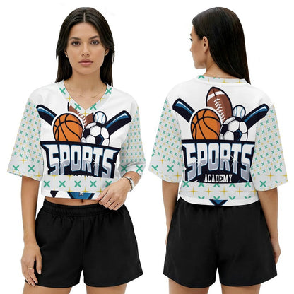 Custom Cropped V-Neck Football Jersey for Women