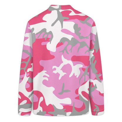 Men's Waffle Knit Quarter-Zip Mock Neck Pullover with Custom Heat Transfer