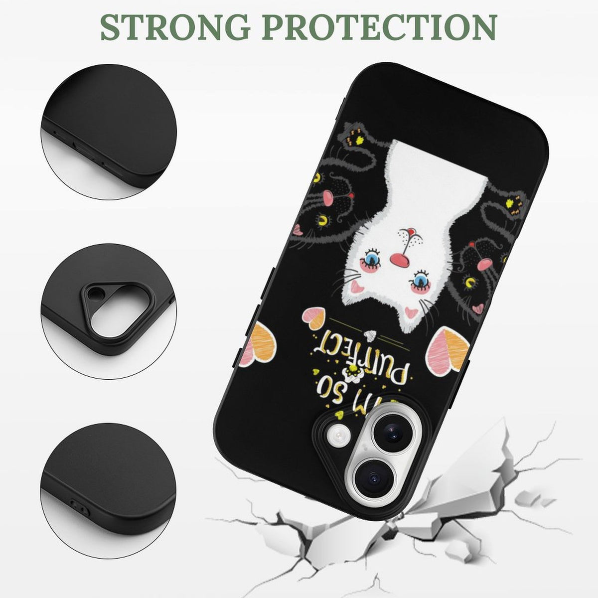 Mobile Phone Case for Apple IPhone 18 Cat, Heart, Elegance